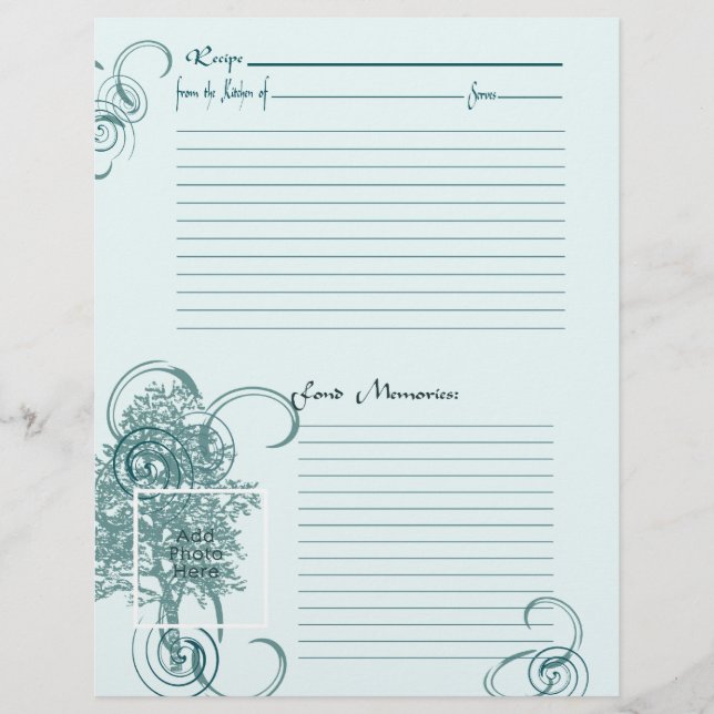 Memory and Recipe Page Custom Letterhead (Front)
