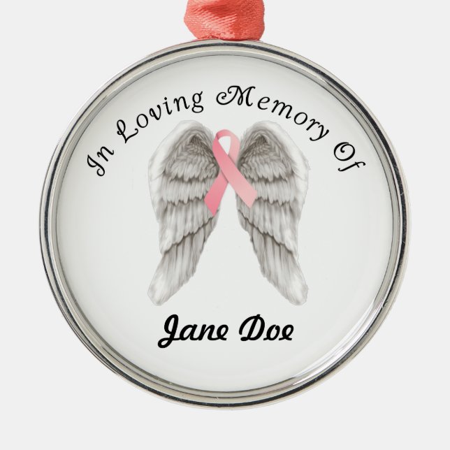 Memory Angel Wing Ornament for Breast Cancer (Front)
