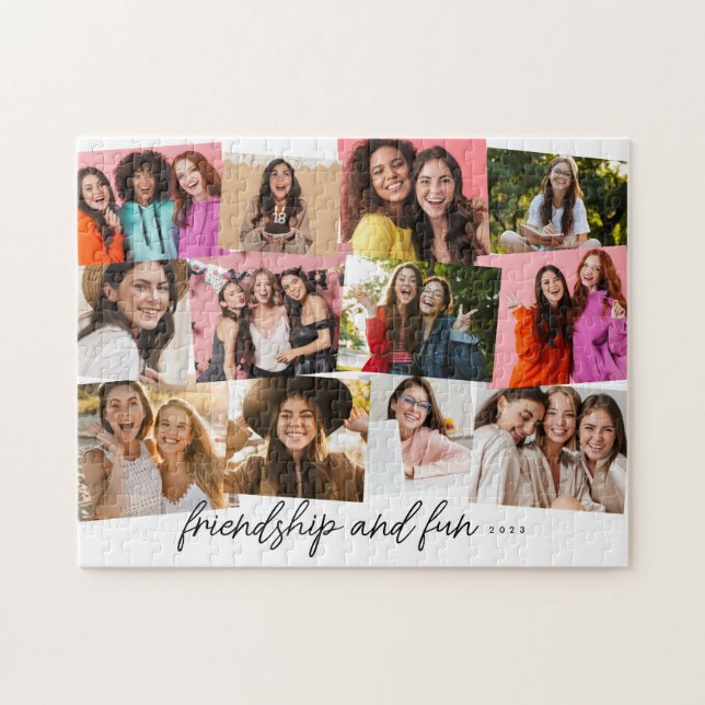 Memory collage fun personalised 12 photo jigsaw puzzle (Horizontal)