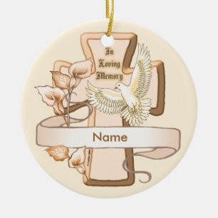 Memory Cross Ceramic Ornament