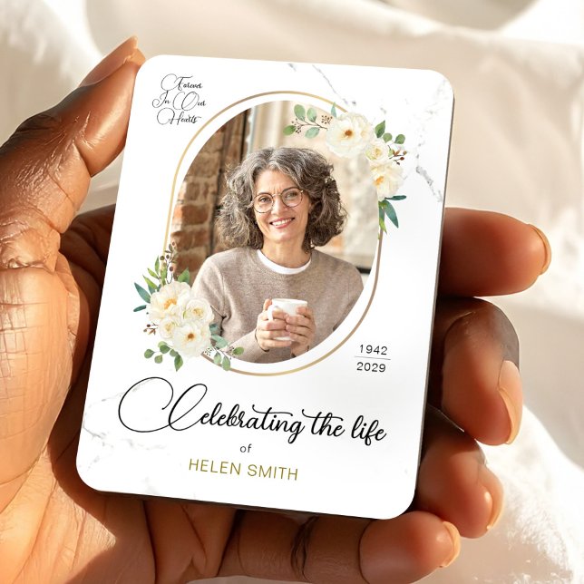 Memory Floral Elegant Photo, Celebration of Life  Magnet (Memory Floral Elegant Photo, Celebration of Life Magnet, Loss of Mom Gift)