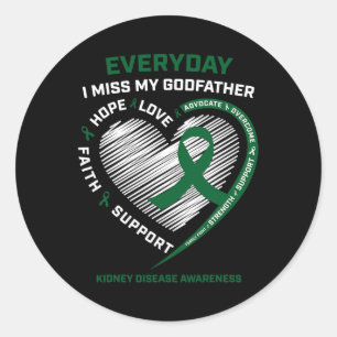 Memory Gifts Women Godfather Kidney Disease Awaren Classic Round Sticker