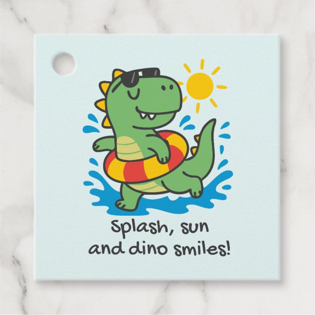 Memory label with summer dinosaur (Front)