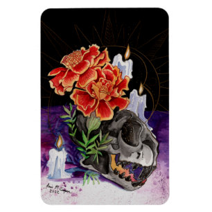 Memory Maps Autumn Vibes Kitty skull painting Magnet