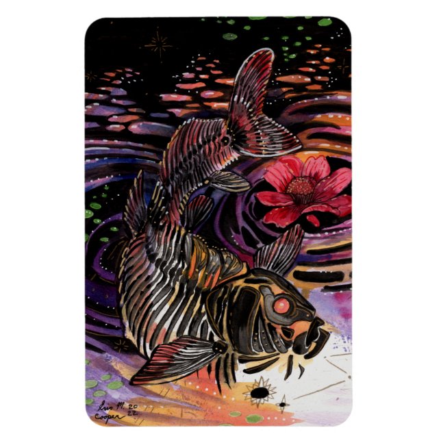 Memory Maps Autumn Vibes Koi Skeleton Reflections Magnet (Vertical)