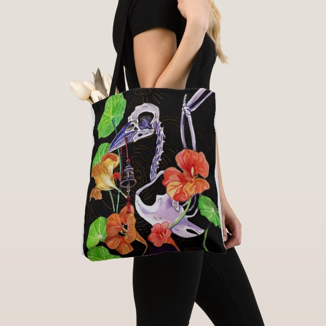 Memory Maps Autumn Vibes Raven skeleton Poster Tote Bag (Close Up)