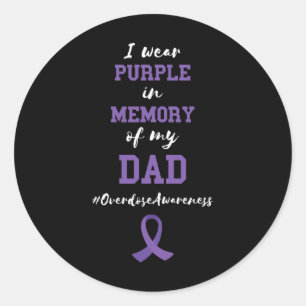 Memory Of My Dad Purple Ribbon Overdose Awareness Classic Round Sticker