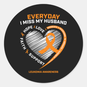 Memory Of My Husband Remembrance Leukaemia Awarene Classic Round Sticker