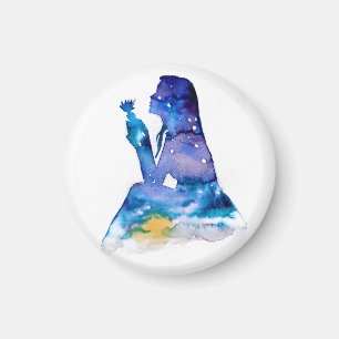 Memory of the girl with blue flower magnet