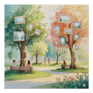 Memory Park – Reflective Watercolor Emotional Art  Poster