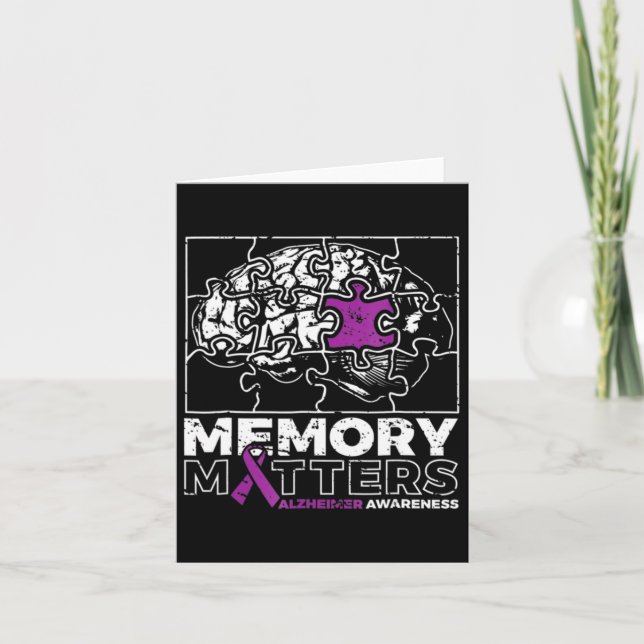 Memory Problem Purple Ribbon Brain Puzzle Heimerhe Card (Front)
