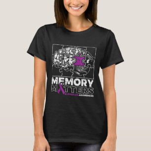 Memory Problem Purple Ribbon Brain Puzzle Heimerhe T-Shirt