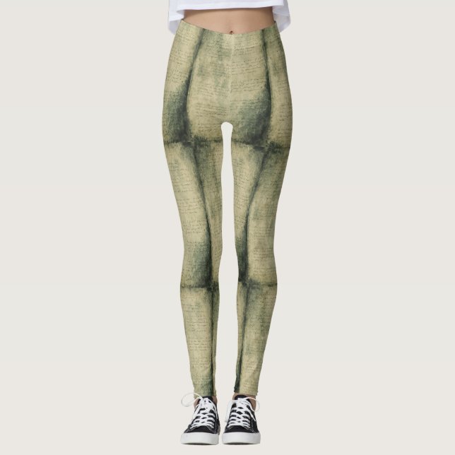 Memory Slippage – Aged Manuscript Leggings (Front)