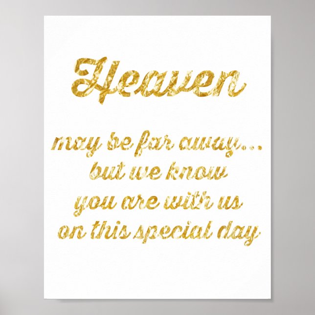 Memory table quote poster with simulated gold foil (Front)