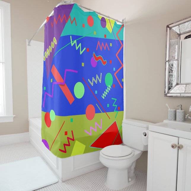 Memphis #54 shower curtain (In Situ)