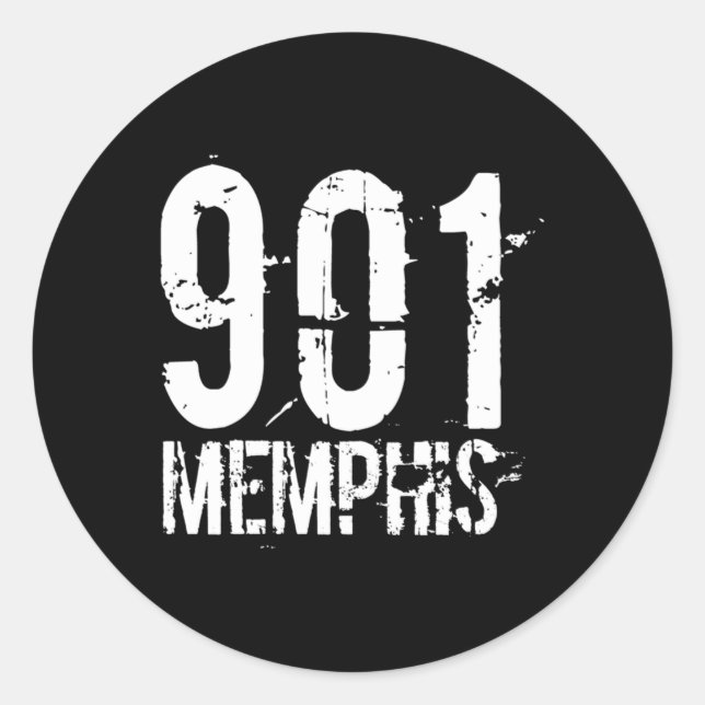 Memphis 901 Area Code Distressed Classic Round Sticker (Front)