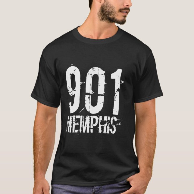 Memphis 901 Area Code Distressed T-Shirt (Front)