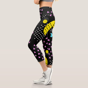 Memphis Abstract Pattern Capri Leggings