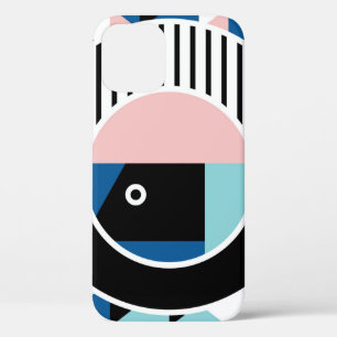 Memphis abstract poster design. Face geometric mak iPhone 12 Case