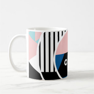 Memphis abstract poster design. Face geometric mak Coffee Mug