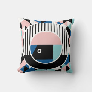 Memphis abstract poster design. Face geometric mak Cushion