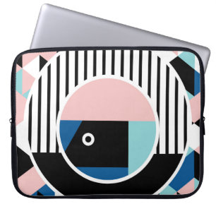 Memphis abstract poster design. Face geometric mak Laptop Sleeve