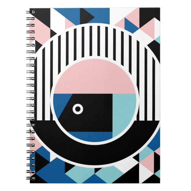 Memphis abstract poster design. Face geometric mak Notebook (Front)