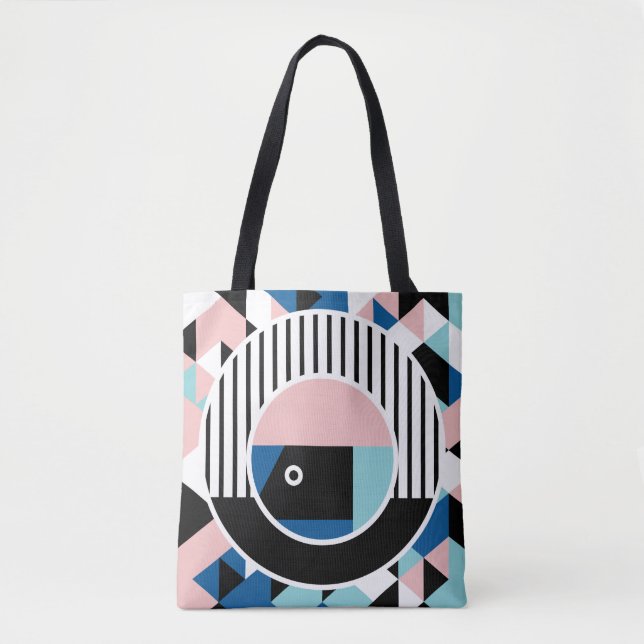 Memphis abstract poster design. Face geometric mak Tote Bag (Front)