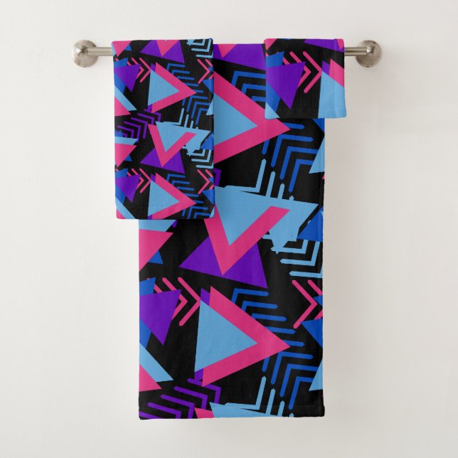 Memphis Abstract Shapes Pattern - Bath Towel Set (Insitu)