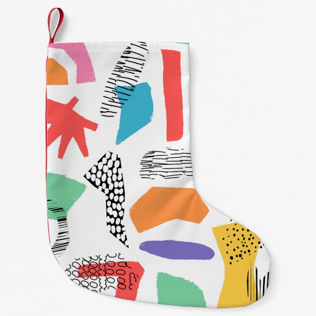 Memphis Art: Grunge Surface Design Small Christmas Stocking (Front)