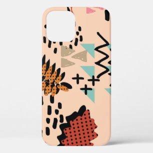 Memphis autumn fall foliage and leaves with geomet iPhone 12 case