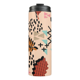 Memphis autumn fall foliage and leaves with geomet thermal tumbler