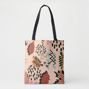Memphis autumn fall foliage and leaves with geomet tote bag