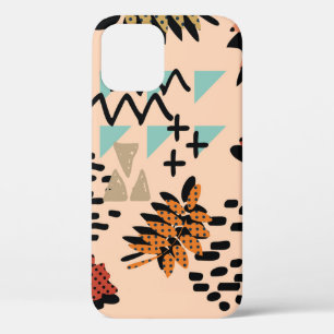 Memphis Autumn: Geometric Leaves Pattern iPhone 12 Case