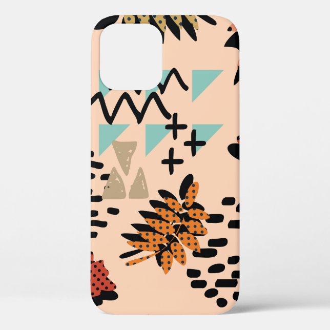 Memphis Autumn: Geometric Leaves Pattern Case-Mate iPhone Case (Back)