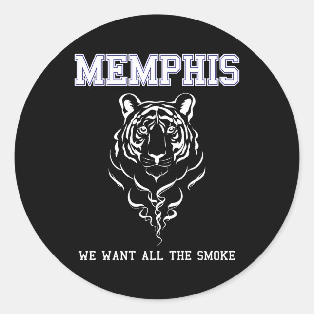 Memphis Basketball We Want All The Smoke Classic Round Sticker (Front)