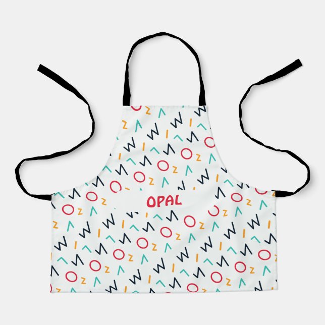 Memphis Beige Red Minimal Pattern Apron (Front)