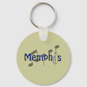 memphis blue with music notes key ring