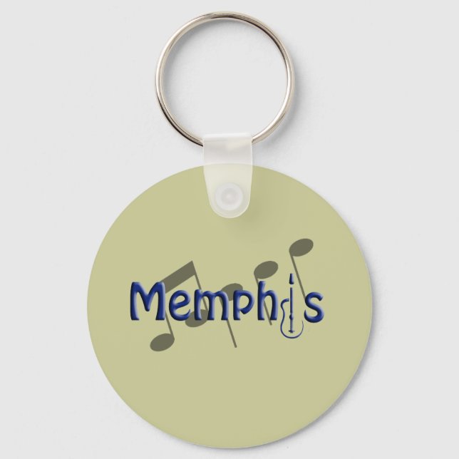 memphis blue with music notes key ring (Front)