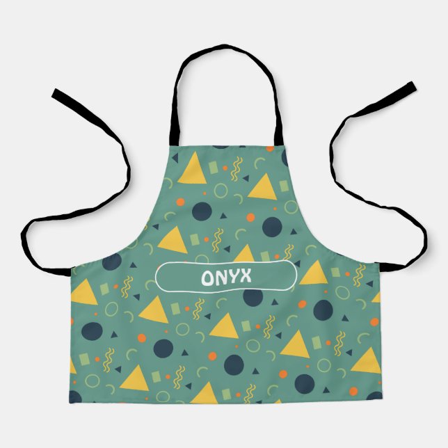 Memphis Blue Yellow Minimal Pattern Apron (Front)