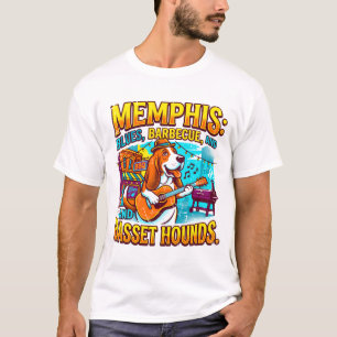 Memphis Blues Barbecue And Basset Hounds T-Shirt