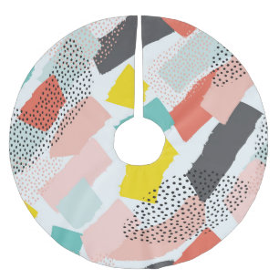 Memphis brush strokes: vintage pattern. brushed polyester tree skirt