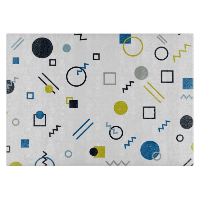 Memphis, cool, trendy, modern geometric art cutting board (Front)