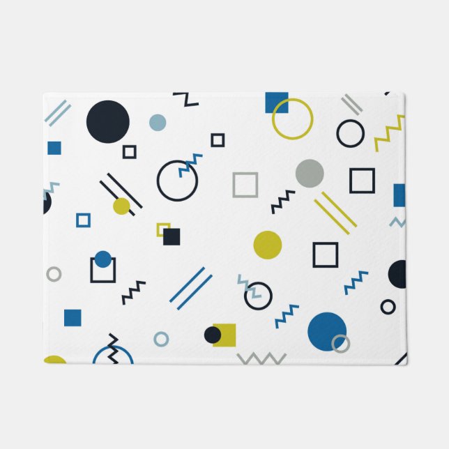 Memphis, cool, trendy, modern geometric art doormat (Front)