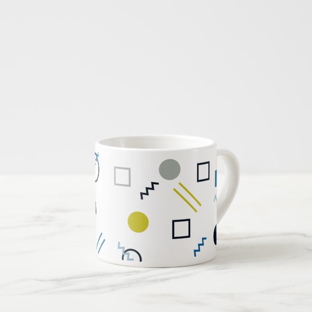 Memphis, cool, trendy, modern geometric art espresso cup (Front Right)
