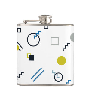 Memphis, cool, trendy, modern geometric art hip flask