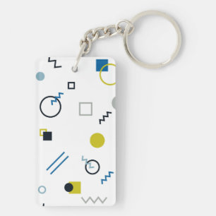Memphis, cool, trendy, modern geometric art key ring