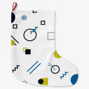 Memphis, cool, trendy, modern geometric art large christmas stocking