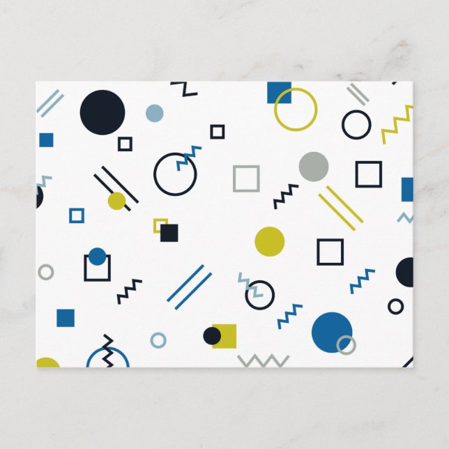 Memphis, cool, trendy, modern geometric art postcard (Front)