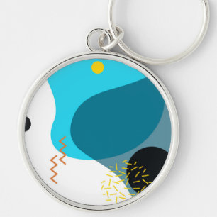 Memphis, cool, trendy, urban, modern illustration key ring